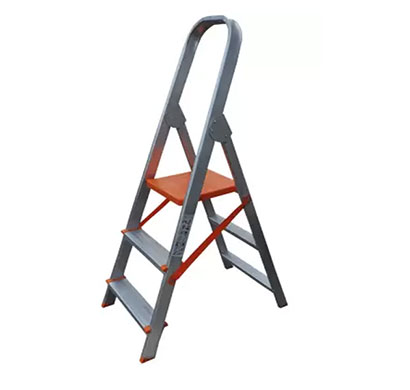 aguerri 3 step foldable aluminium ladder with platform for home use (silver)
