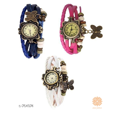 amar fashion women watch fiber analog designs 10 piece 3 (multi)