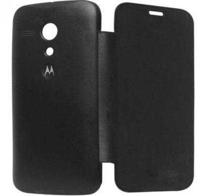 big zee flip cover for motorola moto e xt1022 with screen guard (black)