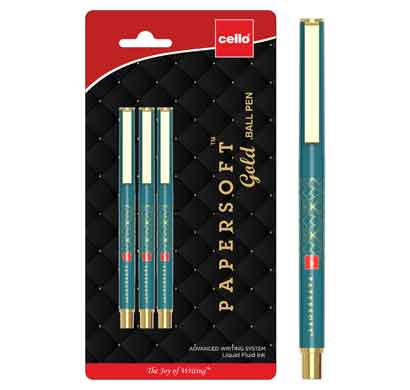 cello papersoft gold ball pen (cel1009547)