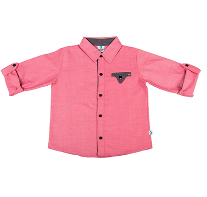 cuddledoo (cv14s119) pink full sleeve boys shirt cotton collar