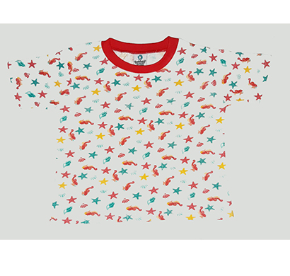 cuddledoo (cv17s119) starfish print boys t shirt cotton round neak (white)