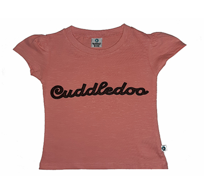 cuddledoo (cv19s119) peach cuddledoo embroidery girls t shirt cotton round neak