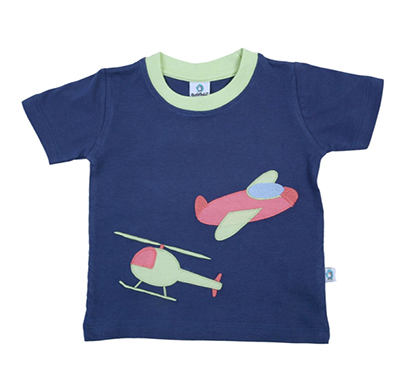 cuddledoo (cv10s317) fly high patch tee for baby boys cotton round neck t shirt (blue)