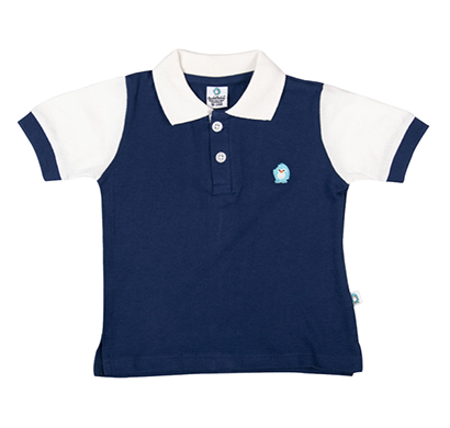 cuddledoo (cv8s317) navy contrast sleeve polo t-shirt polo neck boy (blue)