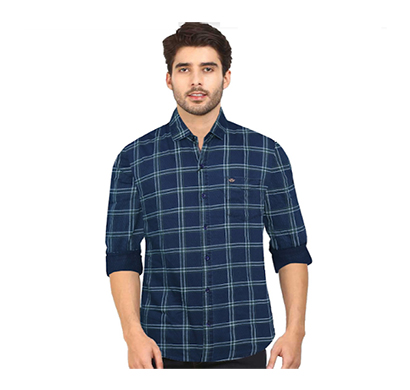 duff (1672) men 100% cotton casual shirt striped ( navy blue)