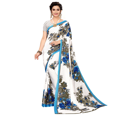eka lifestyle (150eka) georgette printed saree with blouse (multicolor)