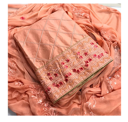 eleven trendz dress material top glaze cotton with embroidery work unstitched ( multicolor)