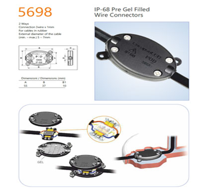 encapsuled 5698 pre gel filled wire connector