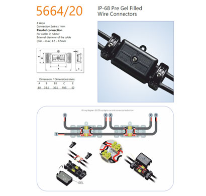 encapsuled 5664.20 pre gel filled wire connector