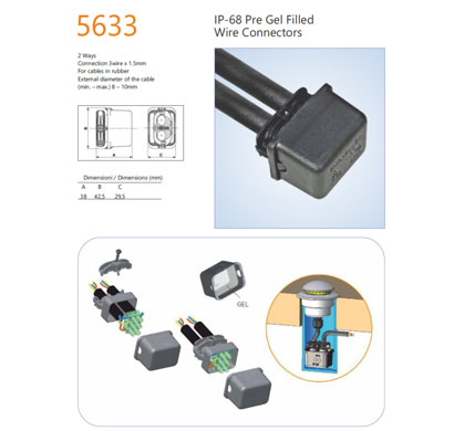 encapsuled 5633 pre gel filled wire connector