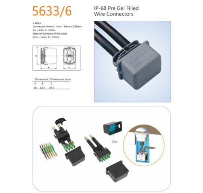encapsuled 5633.6 pre gel filled wire connector