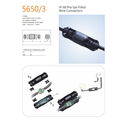 encapsuled 5650.3 pre gel filled wire connector