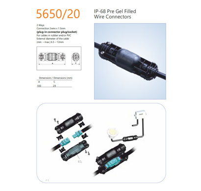 encapsuled 5650.20 pre gel filled wire connector
