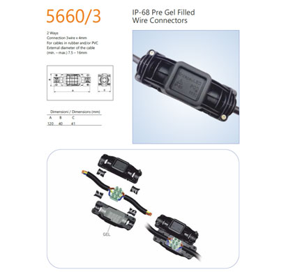 encapsuled 5660.3 pre gel filled wire connector