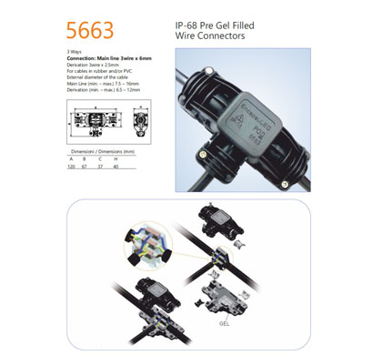 encapsuled 5663 pre gel filled wire connector