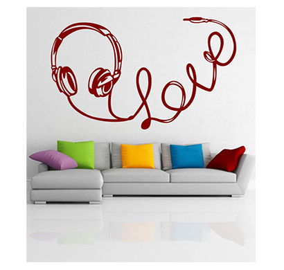 enormous kart on wall red pvc lovely headphone wall sticker
