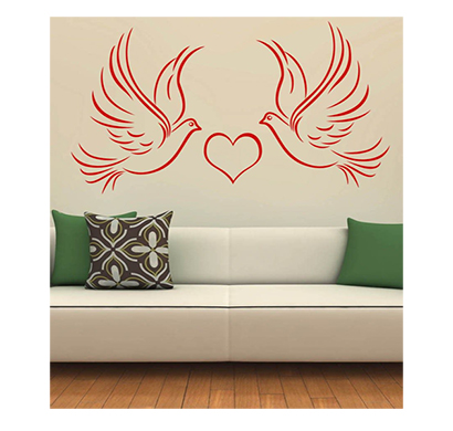 enormous kart on wall red pvc lovely birds wall sticker