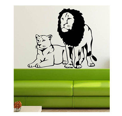 enormous kart wall pvc tiger & lion wall sticker (black)