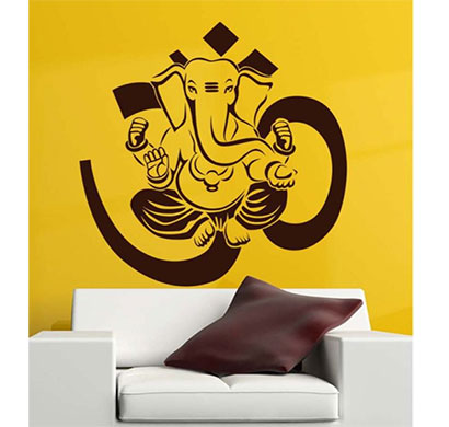 enormous kart wall pvc ganesh ji on wall sticker (brown)