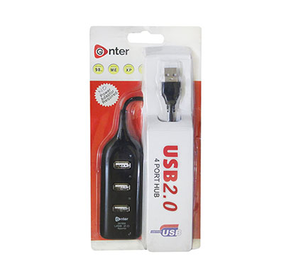enter usb 2.0 4 port hub (black)