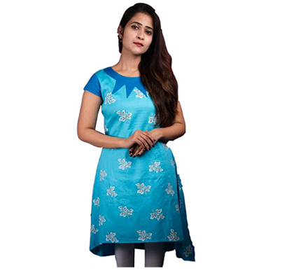 f3 (f3_0806/kurti_1007) women's kurti, cotton,round neck (sky blue)
