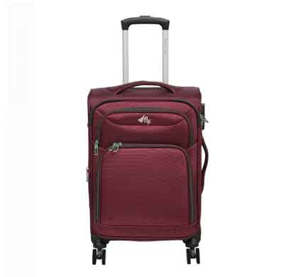 fly legend 67 cms brown nylon check-in luggage 8 flight wheels soft trolley suitcase