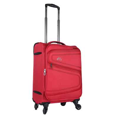 fly splash 59 cms red nylon cabin 4 wheels cabin soft trolley luggage suitcase