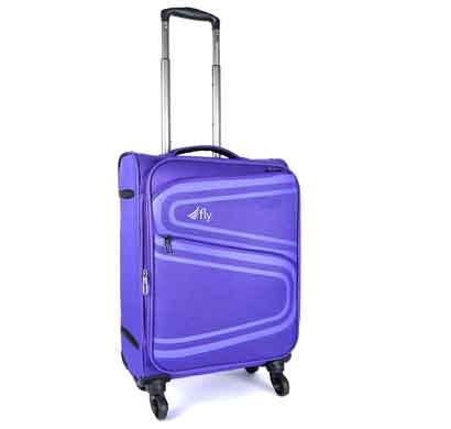 fly splash 59 cms blue nylon cabin 4 wheels soft trolley luggage suitcase