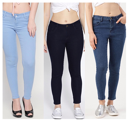 for you for me (maa-silky ibnbbas) women western wear - western bottomwear - jeans -regular (ice, navy blue and basic)