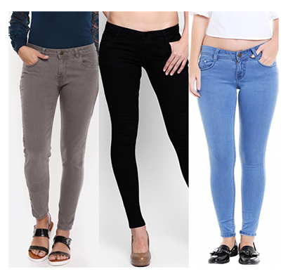 for you for me (maa-silky grbba) women western wear - western bottomwear - jeans -regular (grey, black and bata)