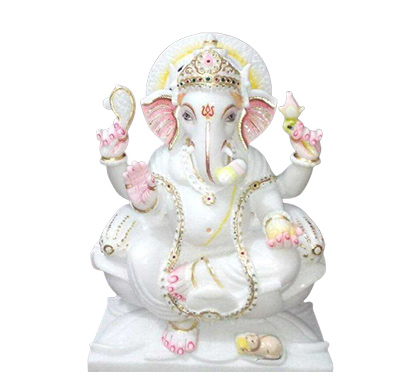 ganesh white marble murti