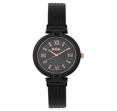 lee cooper (lc06777650) black dial analog watch for women
