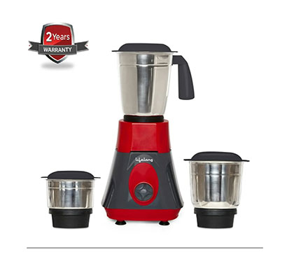 lifelong copper motor mixer grinder llmg72 (weight 2.73kg) super boost 500-watt 100% (black-red,3 jars)