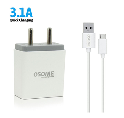 osome (hero p3.1a) wall charger dual usb ( white)