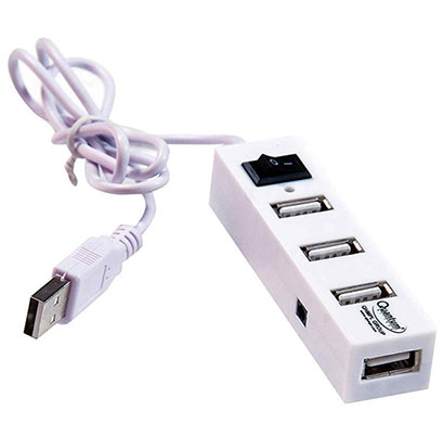 quantum qhm6660 4 port hi-speed usb hub with power switch (white)