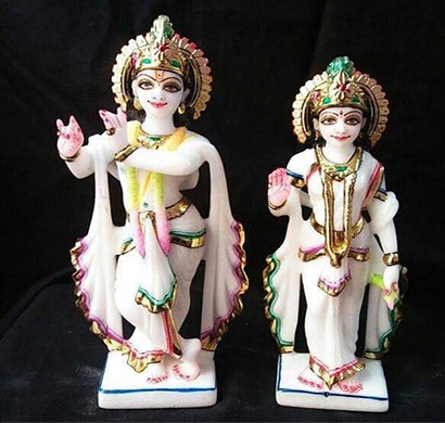 radha krishna white marble murti