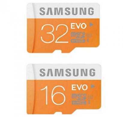 samsung evo microsdhc 16 gb & 32 gb class 10 memory card (pack of 2)
