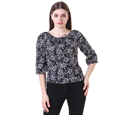 showylook women western wear crepe top (swo-146-black)
