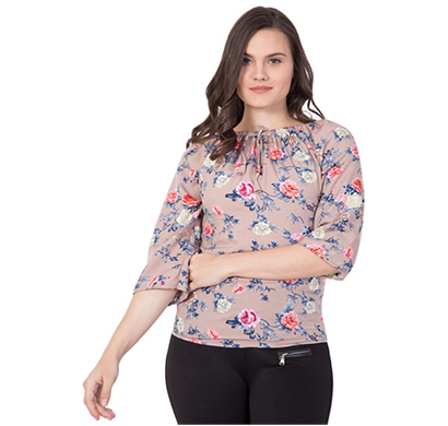showylook women flower print crepe top (swo-201-grey)