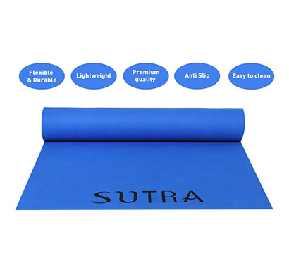 sutra yoga mat with strap, 8mm (blue)
