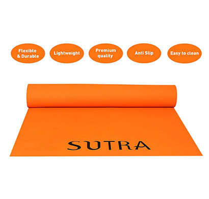 sutra yoga mat with strap, 6mm (orange)