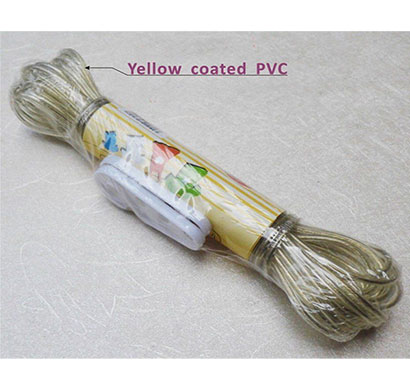 vaibhavi pvc coated steel rope anti-rust wire rope for hanging clothes with 2 plastic hooks multi color