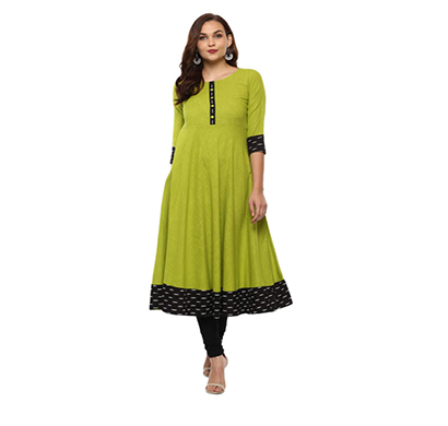yash gallery womens cotton slub printed anarkali kurta (green)