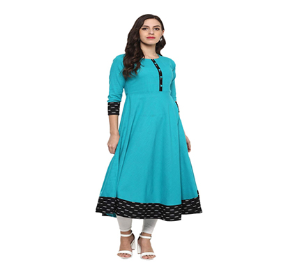 yash gallery womens cotton printed anarkali kurta (firozi)