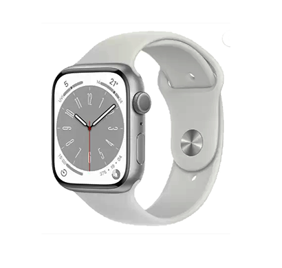 apple watch (mp6n3hn/a ) series 8 gps 45mm silver al white sport band