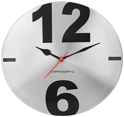 cosmosgalaxy i3374 big time designer stainless steel round wall clock,silver and black