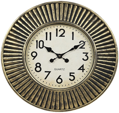 cosmosgalaxy i3739 medieval vintage fibre round wall clock with glass large, golden