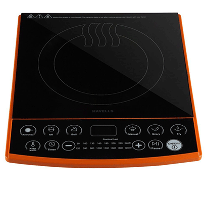 havells insta cook et-x induction cooktop 1900w (black, orange, touch panel)