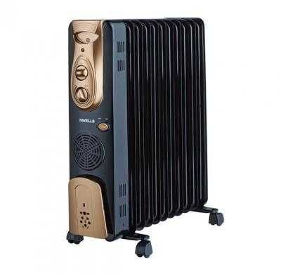havells ofr 11 fin with fan oil filled radiator (golden & black)